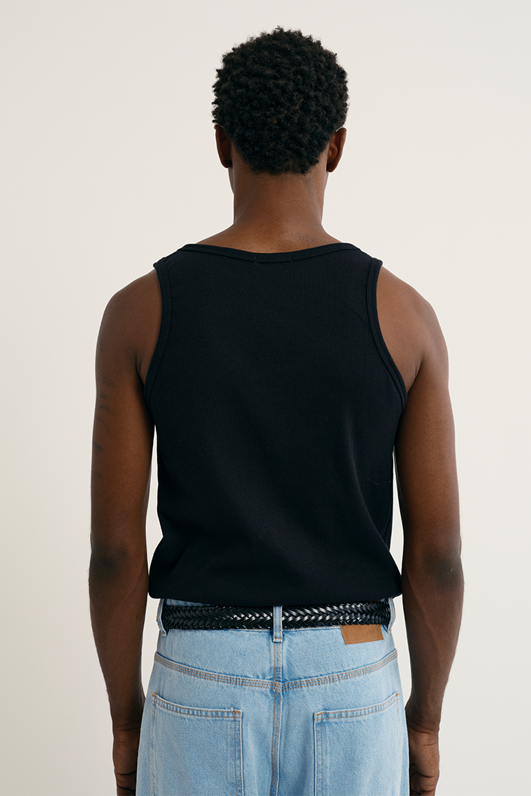 Standard Ribbed Tank Top - Black