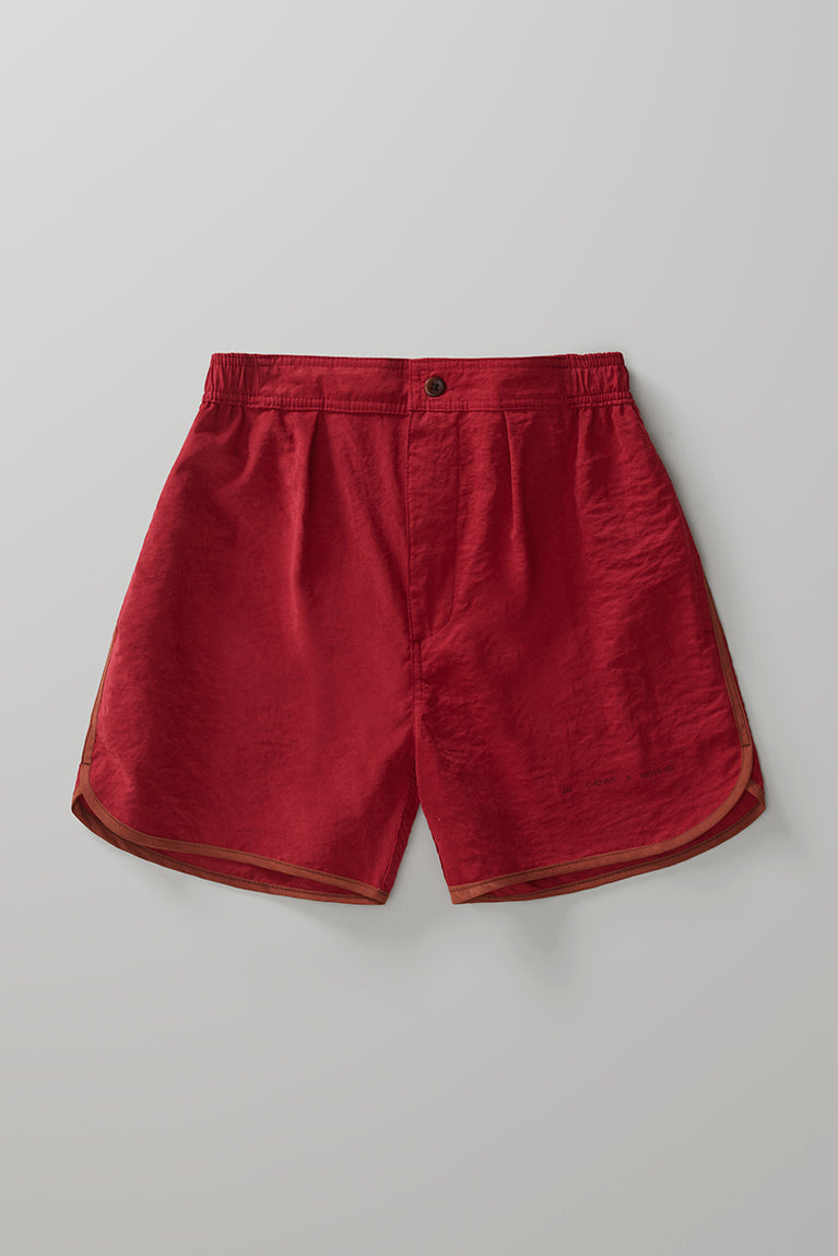 Buttoned Volley Shorts - Red