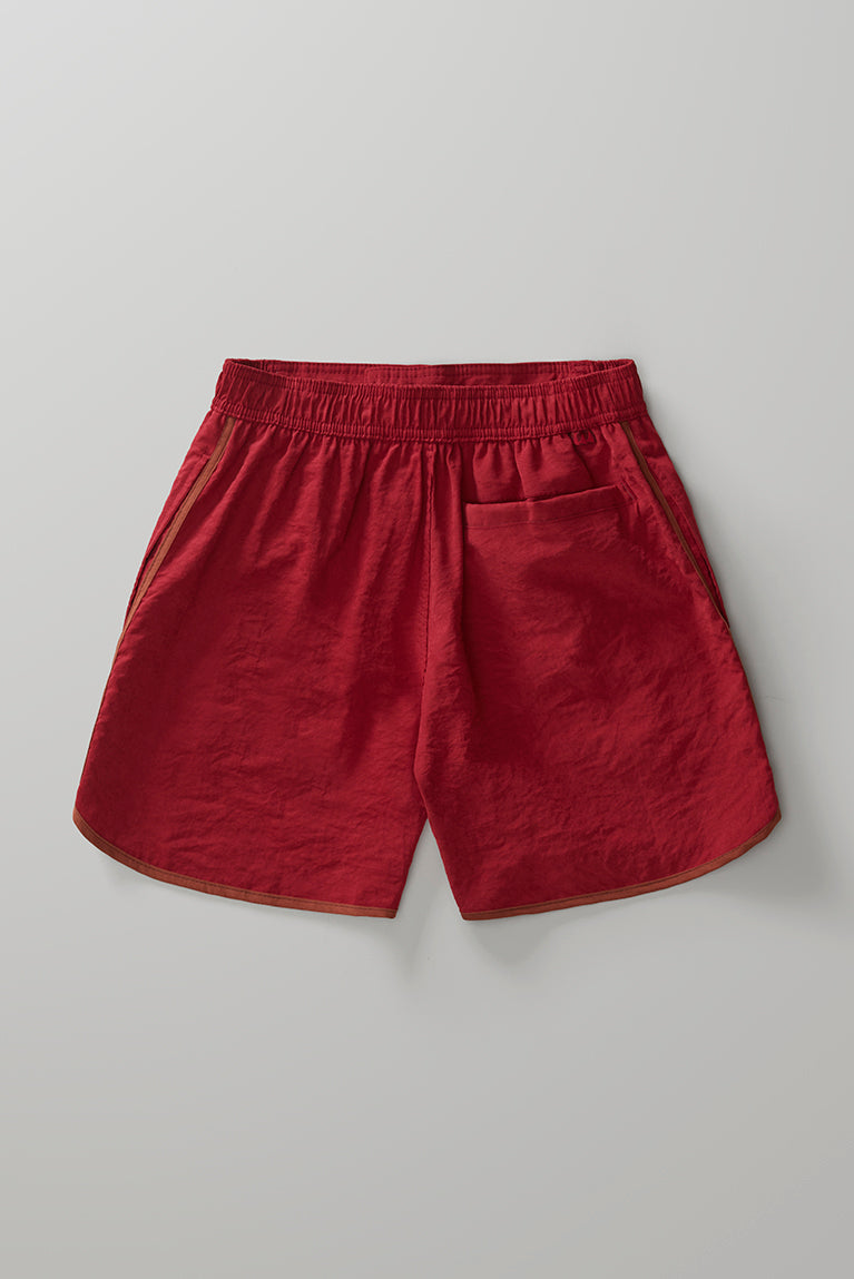 Buttoned Volley Shorts - Red