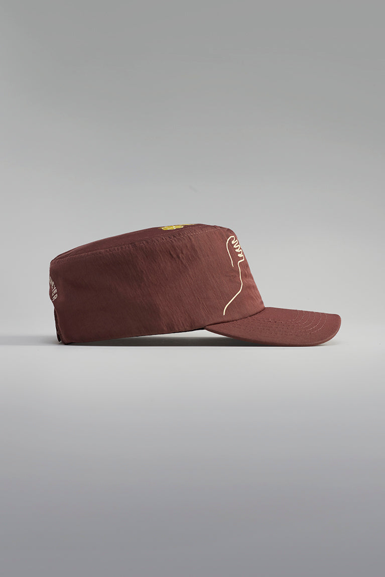 Pillbox Draw Hat - Brown