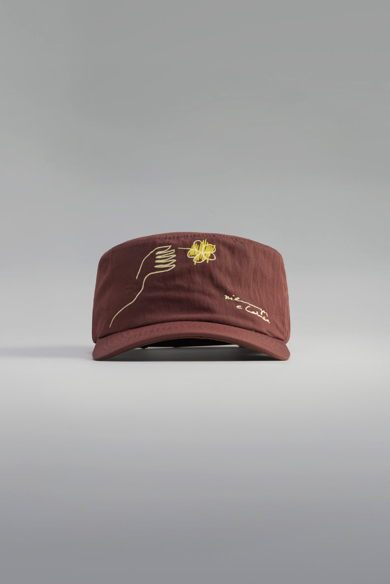Pillbox Draw Hat - Brown