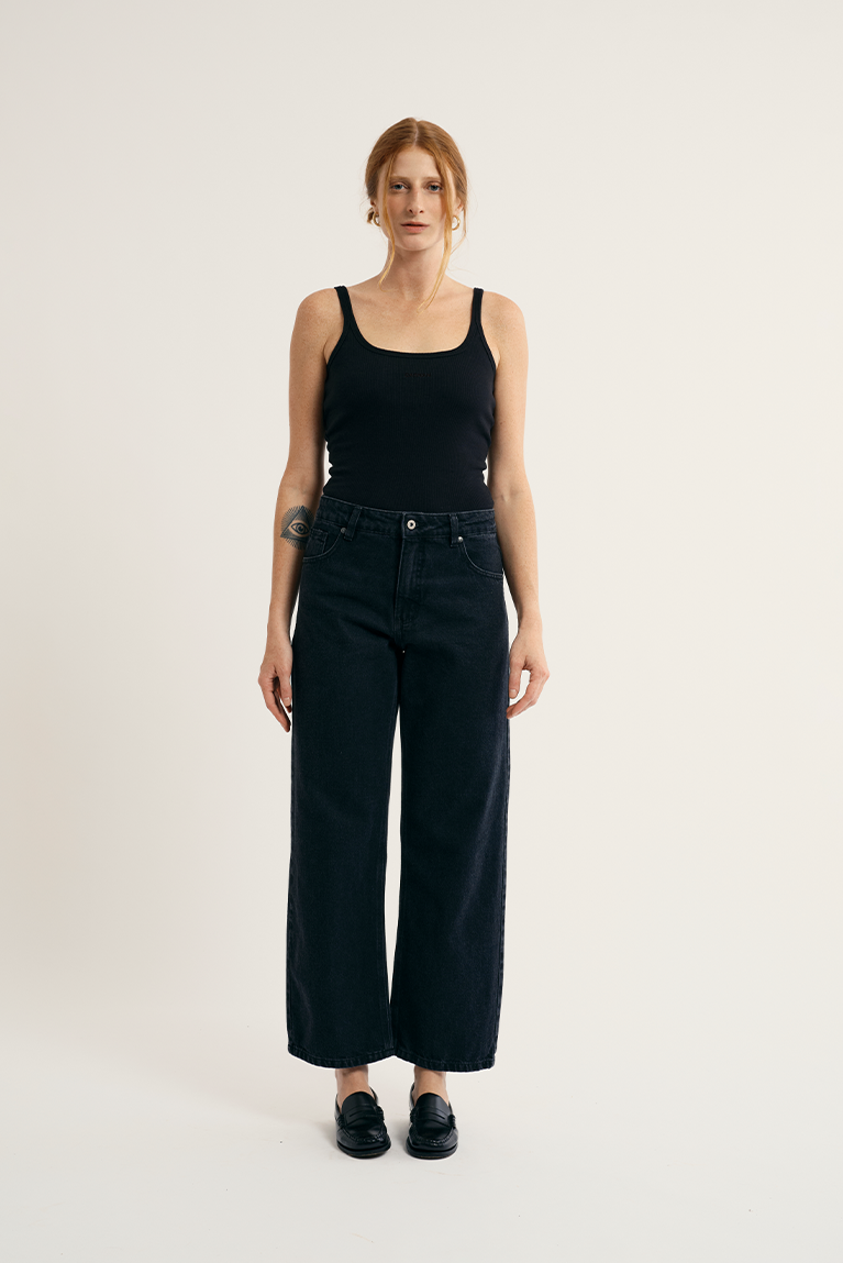 Standard Ribbed Top - Black - hover