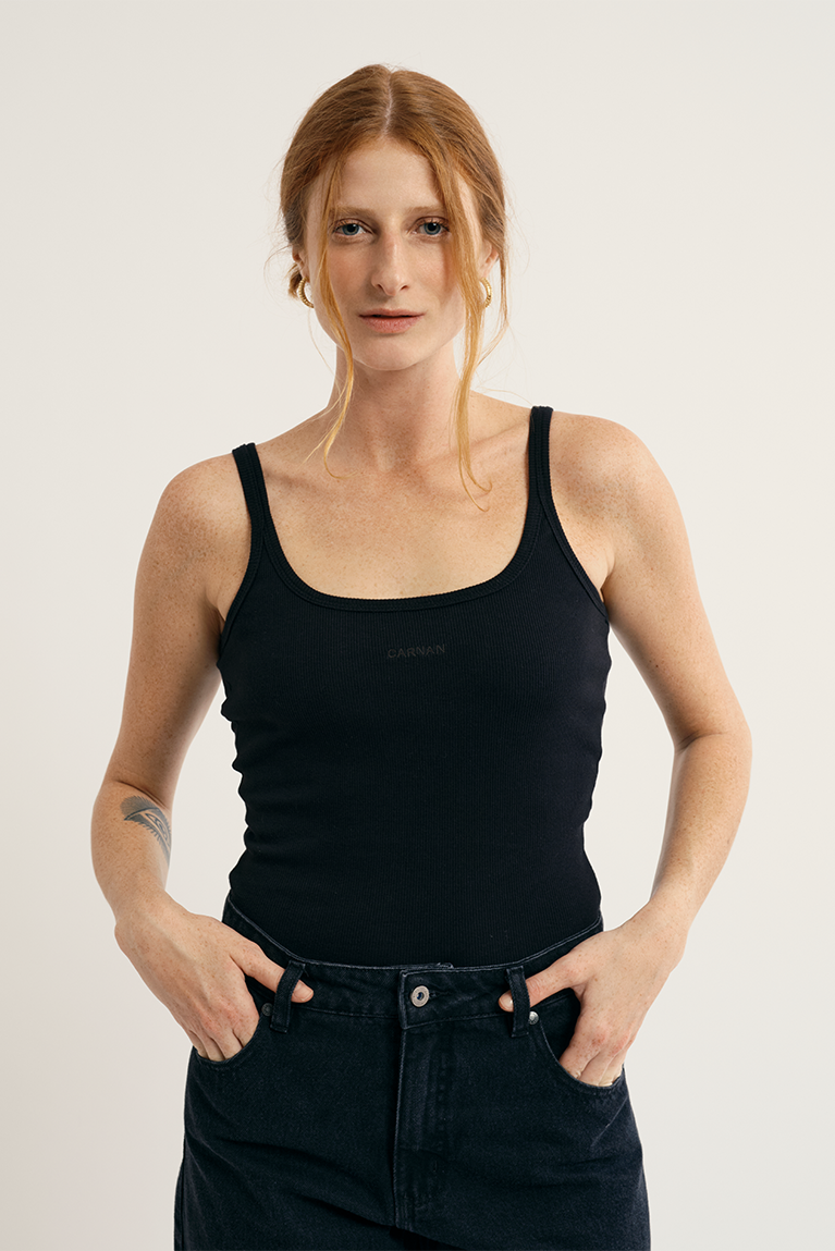 Standard Ribbed Top - Black