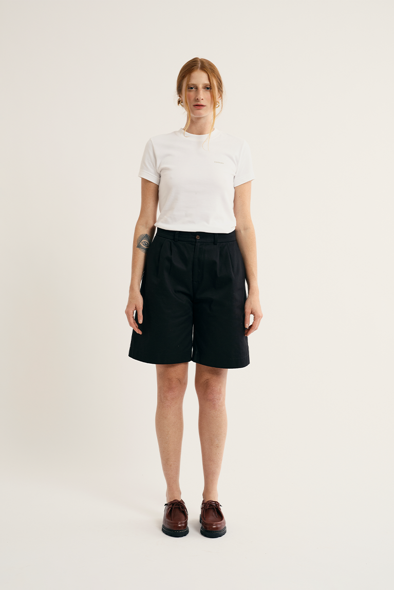 Tailored Twill Shorts - Black - hover
