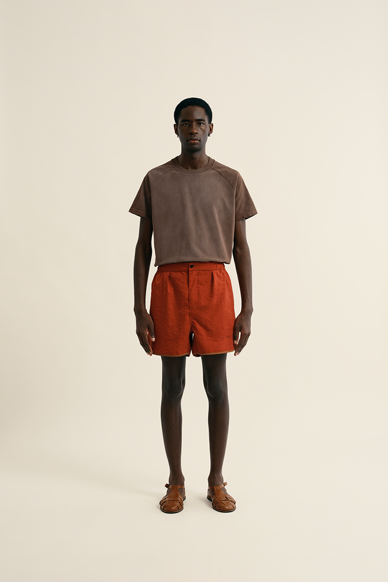 Buttoned Volley Shorts - Red