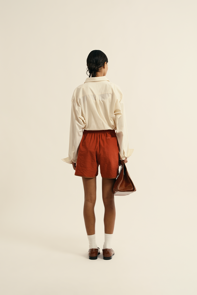 Buttoned Volley Shorts - Red