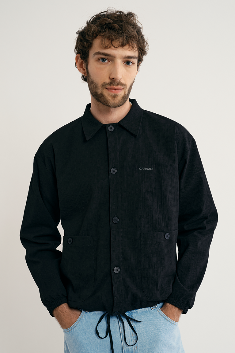 Seersucker Kaze Jacket - Black