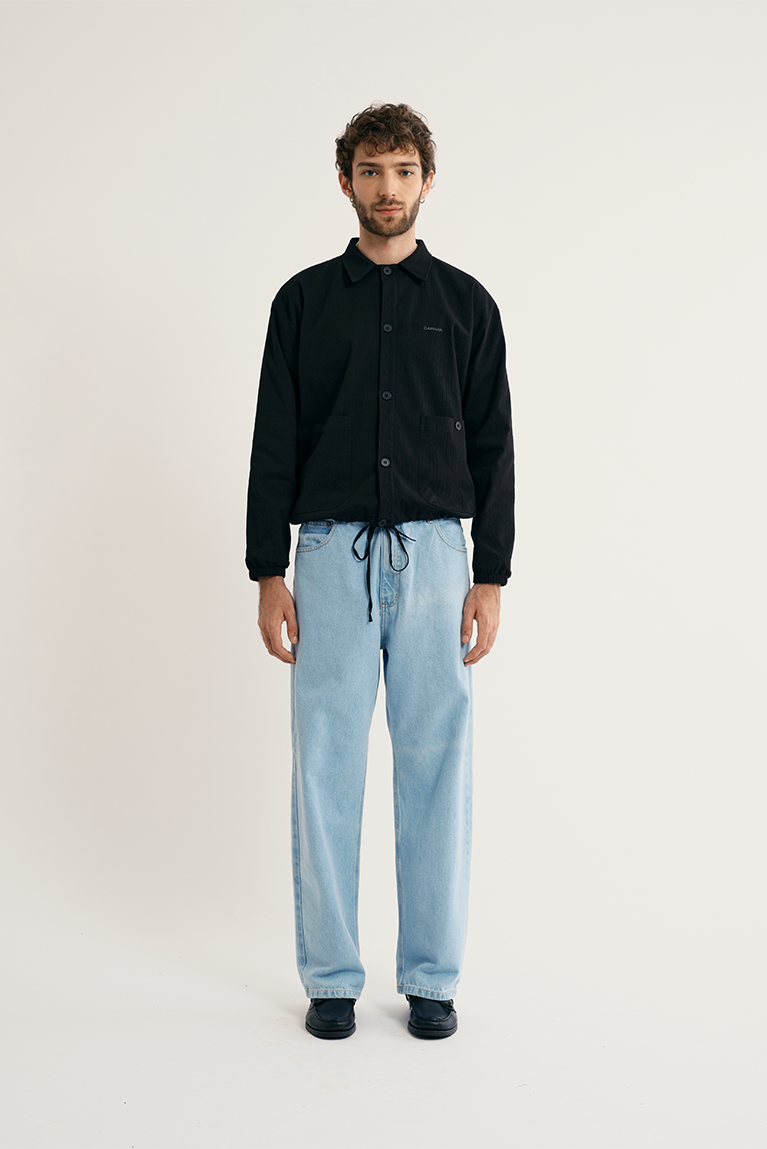 Seersucker Kaze Jacket - Black - hover
